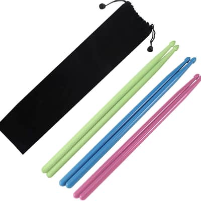 3Pair of 5A Nylon Drumsticks Stick for Drum Set Luminous Light Up Drumsticks, Glow in The Dark Night light Drum Sticks for Adults Kids Professional Puple/Green/Blue Fluorescence image 3