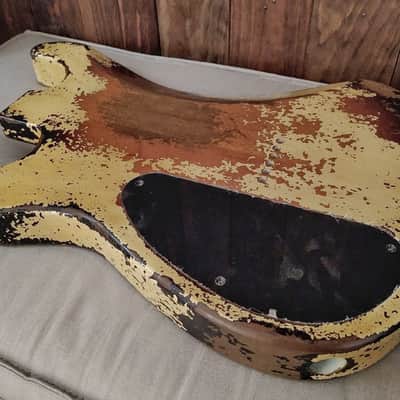 #202624 :: Baldman's Strat / Charvel P90 modern body in Heavy Relic Dirty Olympic White over Sunburst image 2