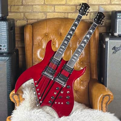 2008 B.C. Rich Bich Legacy Double Neck Transparent Red MIK Made In Korea Electric Guitar W/ Original Hardshell Case! image 1