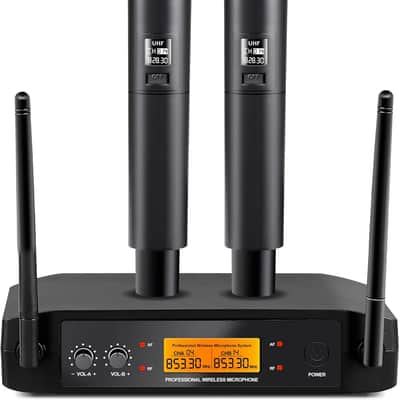 Microphone for Singing Wireless Microphone System Dual Professional Cordless Handheld Dynamic Mic Set for Home Karaoke Party Meeting Church DJ Wedding, 164ft Range image 1