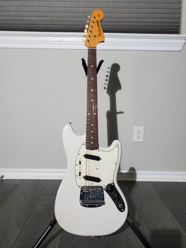 Vintage Fender Mustang 1965 - Olympic White Over Daphne Blue image 1