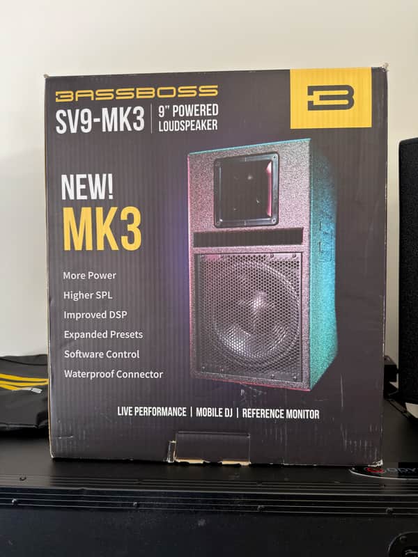 BassBoss SV9-MK3 Single 9-Inch Active Two-Way Powered Top Loudspeaker image 1