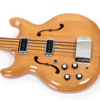 1969 Hohner Bartell Bass Fretless Rare LEFT HANDED - Natural Finish Black Widow image 2