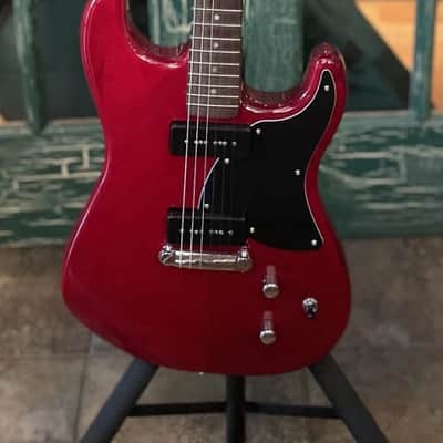 Squier Paranormal Strat-o-Sonic SS Electric Guitar in Transparent Crimson Red image 1