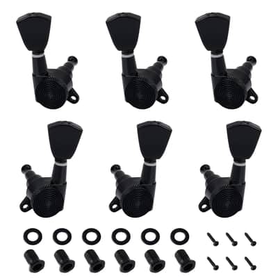 3L3R Guitar Locking Tuning Pegs 16:1 Ratio Sealed Guitar String Tuning Keys Machines 45 Degree Fixing Tag for Les Paul LP SG Electric Acoustic Guitar 6Pcs JT/ZSJXQ-03 Black Tulip Button image 1