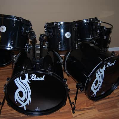 Pearl Joey Jordison Limited Edition mid-2000'S Black on Black 8pc drum set kit image 2