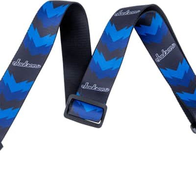 Genuine Jackson Logo Guitar Strap with Double V Pattern, Black/Blue image 5