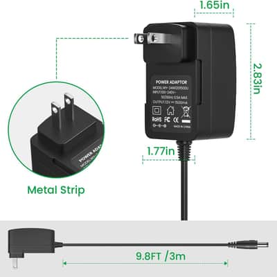 12V 1.5A Power Adapter for Yamaha PA130 PA150, 12V 1.5A Power Supply for Yamaha PSR YPG YPT DGX DD EZ Series Keyboard (9.8 Ft Long Cord)