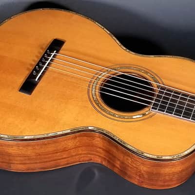 Dazzling 1927 Harmony Supertone Artist parlor guitar, rare 14” body, all orig, koa, orig case. image 1