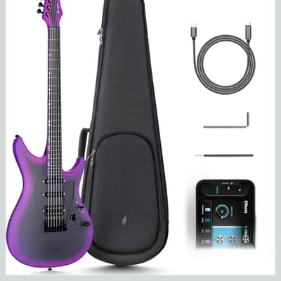 Enya Smart Electric Guitar Inspire Purple Black 39" Smart Electric Carbon Fiber Guitar with 15W Wireless Speaker, 20 Distinct Tones Onboard Built in Effects Presets Charging Cable Adjusting Wrench Gig Bag image 1