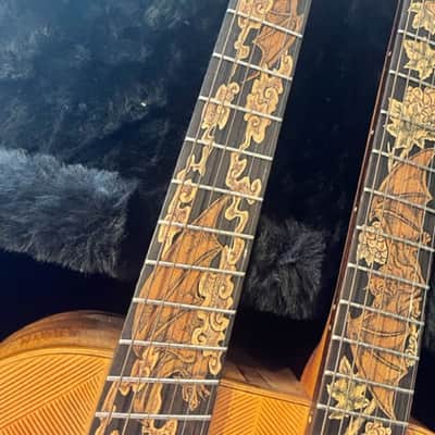Blueberry 2009 Natural/Hand carved Top with Bat--Double Neck Acoustic Guitar image 3