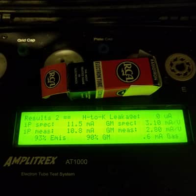 RCA 12BH7A tNOS AT1000 TESTED Balanced! PI Vacuum Tube early half wing black plate 12BH7 dual triode 1953-1954 image 2