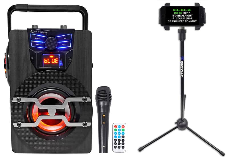 Technical Pro WASP420 Bluetooth Karaoke Machine System w/LED's+Mic+Tablet Stand image 1