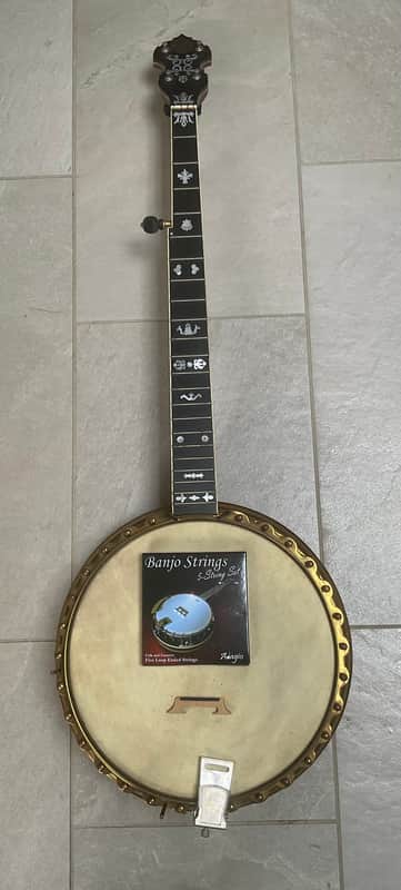 John Grey & Sons 5 String Banjo c/w resonator - Brass/Wood image 1