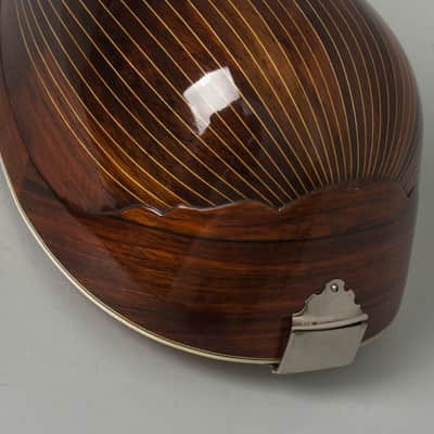 Stahl Style 6 Bowl Back Mandolin, made by Larson Brothers, c. 1910, original brown leather covered hard shell case. image 13