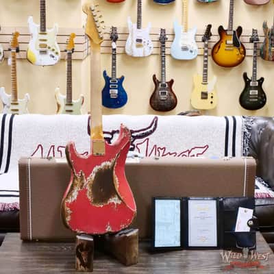 Fender Custom Shop Wild West Guitars 25th Anniversary 1960 Stratocaster Hardtail Madagascar Rosewood Fretboard Heavy Relic Fiesta Red 7.15 LBS image 10