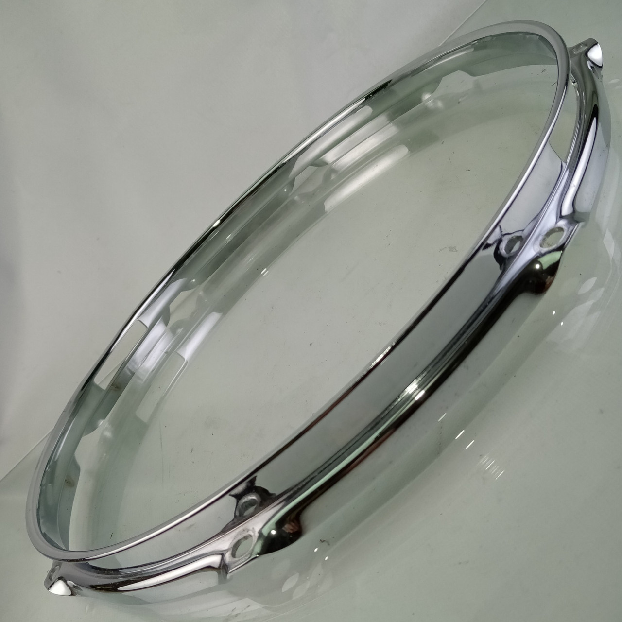 13"8Lug Chrome-BRASS Snare Drum Resonant Rim/Hoop Triple-Flange COB Vintage-Styl — main photograph