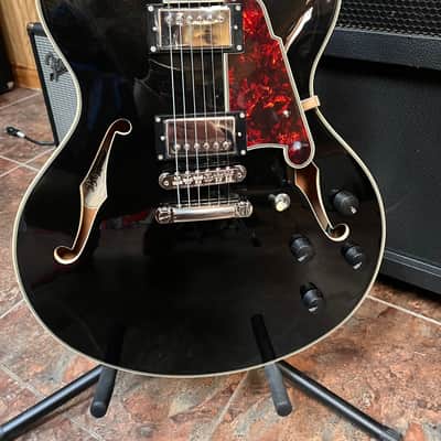 D'Angelico Premier DC Semi-Hollow Double Cutaway with Stop-Bar Tailpiece, Pau Ferro Fretboard 2023 - Present - Black Flake image 1