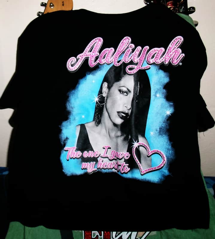 aaliyah the one i gave my heart to official new M woman sparkle tee - r&b funk hip hop princess brooklyn new york image 1
