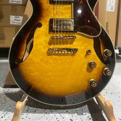 Ibanez Artcore Expressionist AM93QM Semi-hollow Electric Guitar - Antique Yellow Sunburst image 3