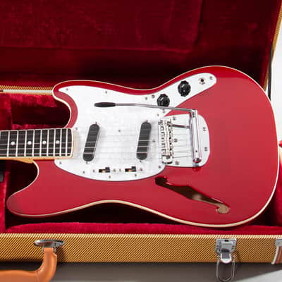 2012 Fender MIJ Japan Mustang MG-HO Hollow Body Candy Apple Red Thinline F-Hole w/ Tweed HSC