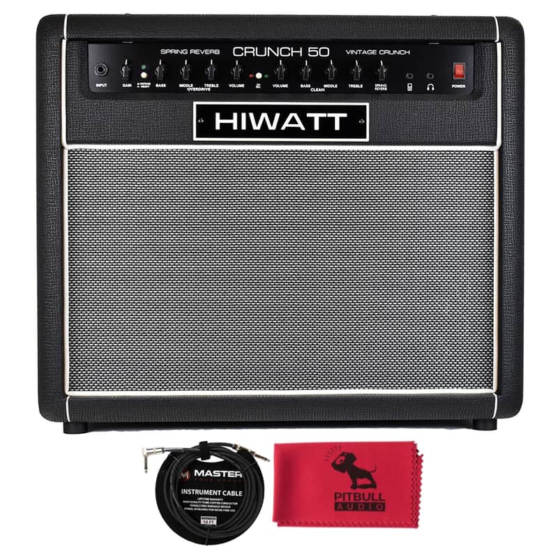 Hiwatt Crunch 50R Combo 50W 1x12" Guitar Amp Combo Spring Reverb w/ Cable, Cloth image 1