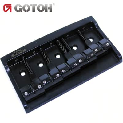 NEW Gotoh S510B-5 5-String Bass Bridge Steel Base Plate, Brass Saddles - BLACK image 1