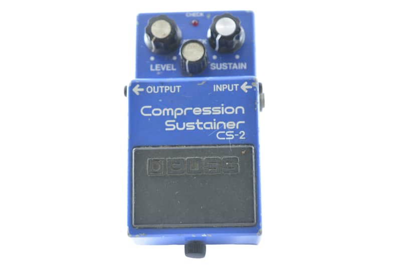 Blue Boss CS-2 compression sustainer pedal with knobs and jacks.
