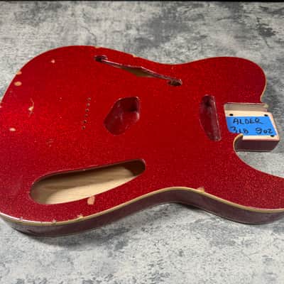 Real Life Relics 69 Thinline Tele® Telecaster® Body Double Bound Semi Hollow Aged Red Flake Sparkle