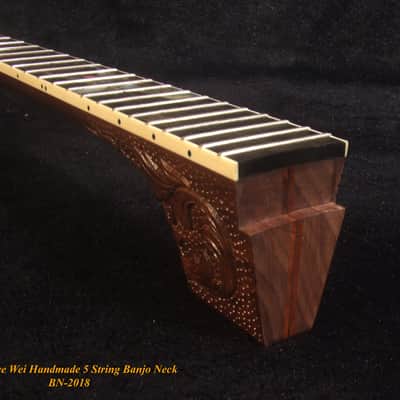 Handcrafted 5 String Banjo Neck, Solid Walnut HummingBird Inlay, Heel Carved BN-2018 Bruce Wei image 7