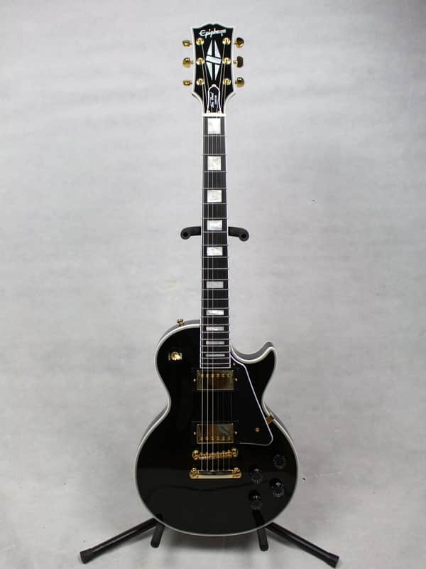 Epiphone Inspired By Gibson Custom Shop Les Paul Custom Electric Guitar, Ebony w/ Case image 1