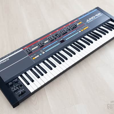 1985 Roland Juno-106 Vintage Analog Synthesizer, Serviced 120v w/ Case