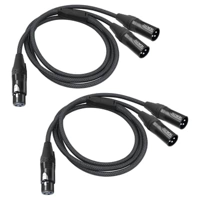 2Pack XLR Female to Dual XLR Male Y Splitter Cable, Female XLR to 2 Male XLR Y Cable,XLR Splitter 1 Female to 2 Male for Micphone Mixer Amplifier- 3.3Feet image 1