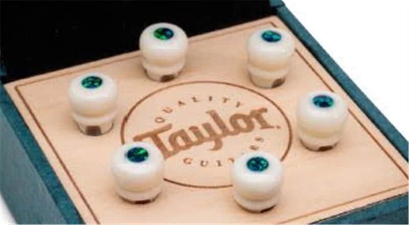 Taylor Water Buffalo Horn Bone Bridge Pin Kit-Bone White w/Green Opal image 1