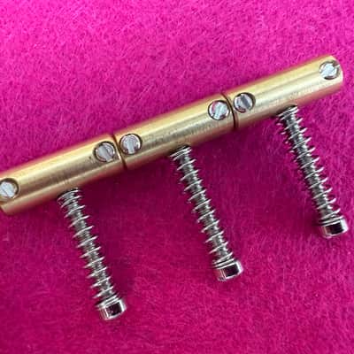 GVT® 1950–1953 Telecaster® Blackguard ®️Saddles – Soft Brass, Short with Slotted Intonation Screws image 5