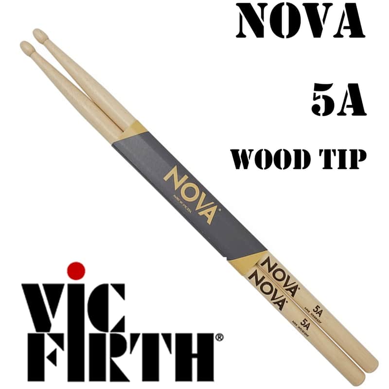 Vic Firth Nova Drumsticks Pair 5A Hickory Wood Tip image 1