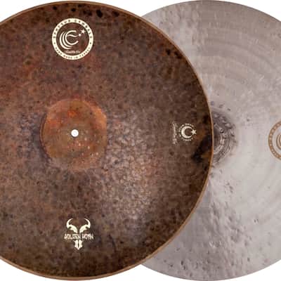 Ephesus Cymbals 3pcs 14" Golden Horn Series Hi-Hat - 20" Tarkus Series Ride - 17" Jazz Attack Crash Cymbal Set image 3