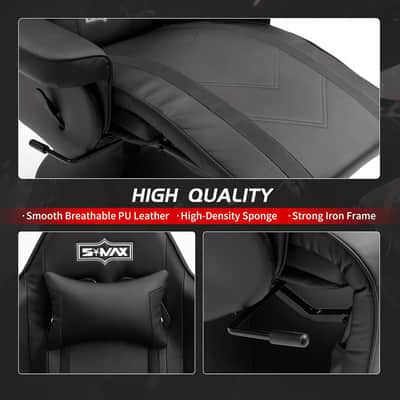 Music Studio Recliner Chair with Lumbar Support, Headrest & Cup Holder – 360° Swivel Producer Seat with Footrest, Adjustable Backrest, PU Leather Finish image 10