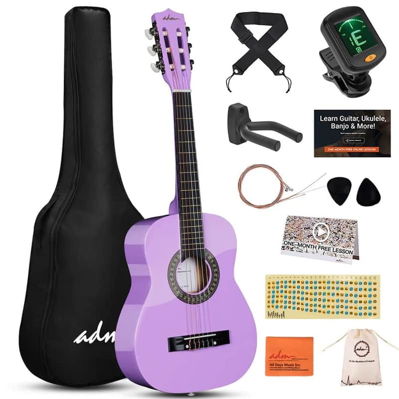 ADM Beginner Acoustic Classical Guitar 30 Inch Nylon Strings Wooden Guitar Bundle Kit for Kid Boy Girl Student Youth Guitarra Online Lessons with Gig Bag image 1