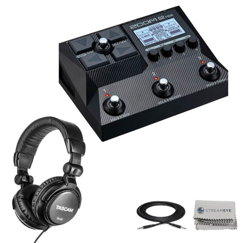 Zoom G2 Four Multi-Effects Processor Pedal with StreamEye Cans50, Stereo Interconnect Cable & StreamEye Polishing Cloth image 1
