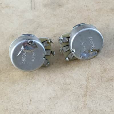 Two Vintage Fullsize Pots A500k Guitar Strat Tele P Bass Wiring Pots NOS Relic image 6