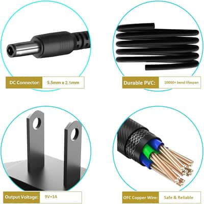 9V Power Supply Adapter for Boss Guitar Distortion Effects Pedal PSA-120S ME-80 ME-25 GT-100 GT-1 GT-10 AD-10 BR-80 BR-600 DB-88 DB-90 RE-20 RC-1 RC-3 DS-2, for Piano Keyboard, Casio Keyboard image 4