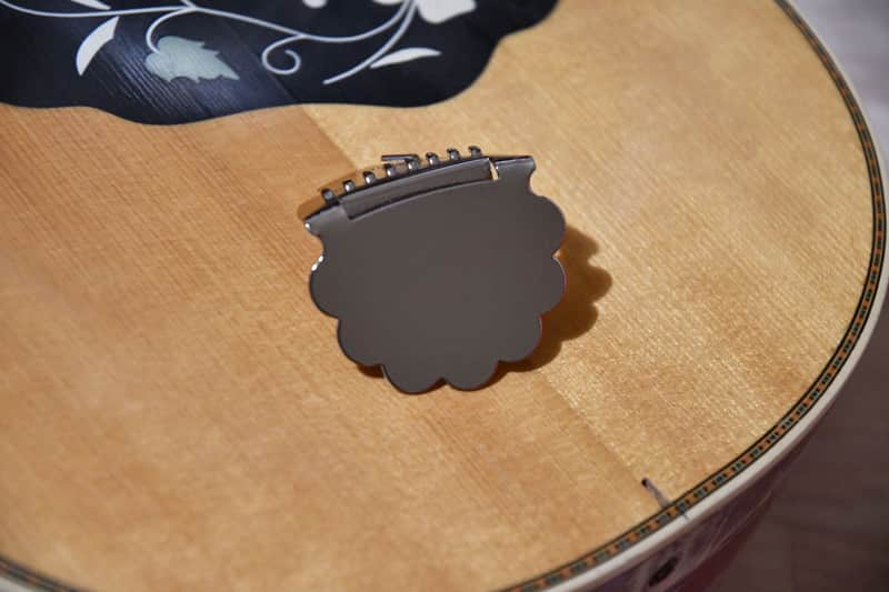 Vintage NOS mandolin "flower" tailpiece, Made in Graslitz (Czechoslovakia), 1940s–1960s image 1