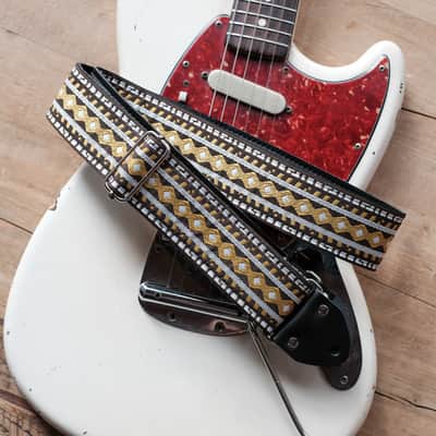 Vintage Black & Gold 60s/70s Hippie Guitar Strap / Handmade in the UK / Case Candy image 1