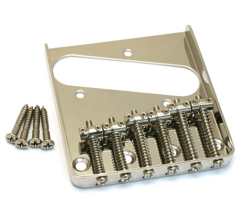 Allparts Vintage 6-Saddle Steel Bridge for Fender Tele/Telecaster, NICKEL image 1