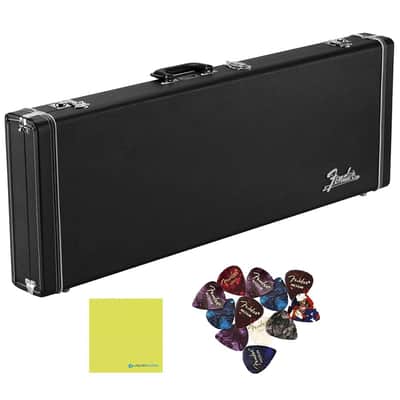 Liquid Audio Fender Classic Series Wood Cases - Stratocaster®/Telecaster®, Black - 0996106306 Bundle w/ 12-Pack Guitar Pick Polishing Cloth image 1
