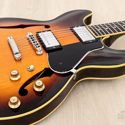 1987 Yamaha Super Axe SA-1800 Vintage Carved Top Semi-Hollow Guitar Brown Sunburst w/ Spinex Humbuckers, Case image 6