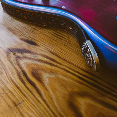 MADE TO ORDER - The Navajo Guslinger - Tribal Style Esquire Thinline Tele - Wine Red/Azul/Brown image 8