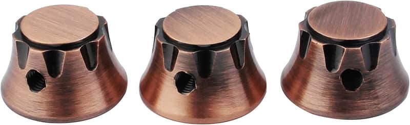 3Pcs Top Hat Guitar Potentiometer Control Knobs 6mm Dia. Shaft Pots - Brass Bell Cap Speed Tone Volume Knob Replacement Parts for Electric Guitar or Precision Bass - bronze image 1