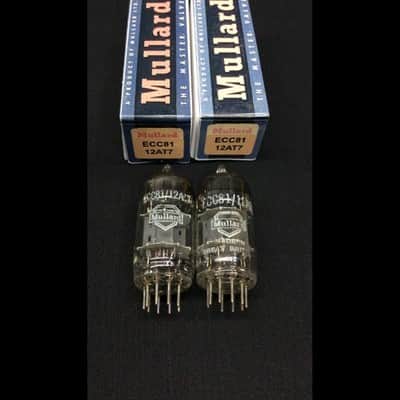 MATCHED PAIR MULLARD 12AT7 ECC81 Shield Logo GT Britain VACUUM TUBES 10.9883 image 1